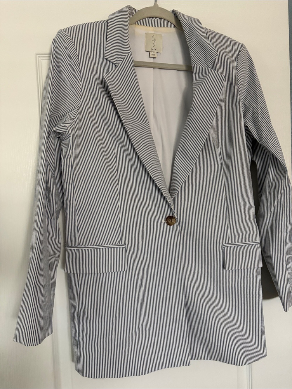 Light Blue Pinstripe Blazer - Women's Tailored Jacket